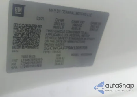 2021 Chevrolet Express Cargo Rwd 2500 Regular Wheelbase Wt from USA, damaged, VIN 1GCWGAFP9M1205705